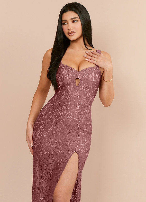 front All-Over Lace Sweetheart Column Dress
