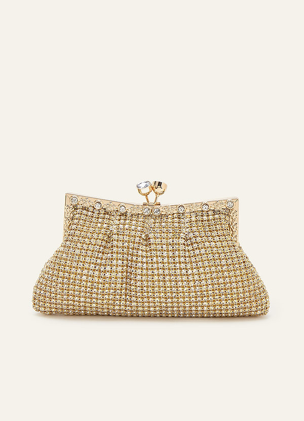 front Rhinestone Mesh Evening Clutch
