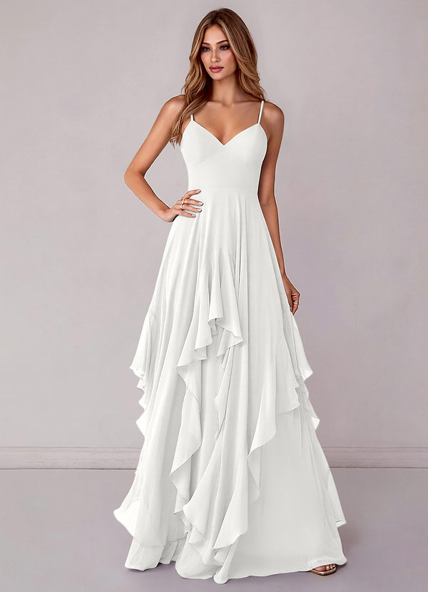 Azazie Zaina Bridesmaid Dresses White A-Line Chiffon Dress image1