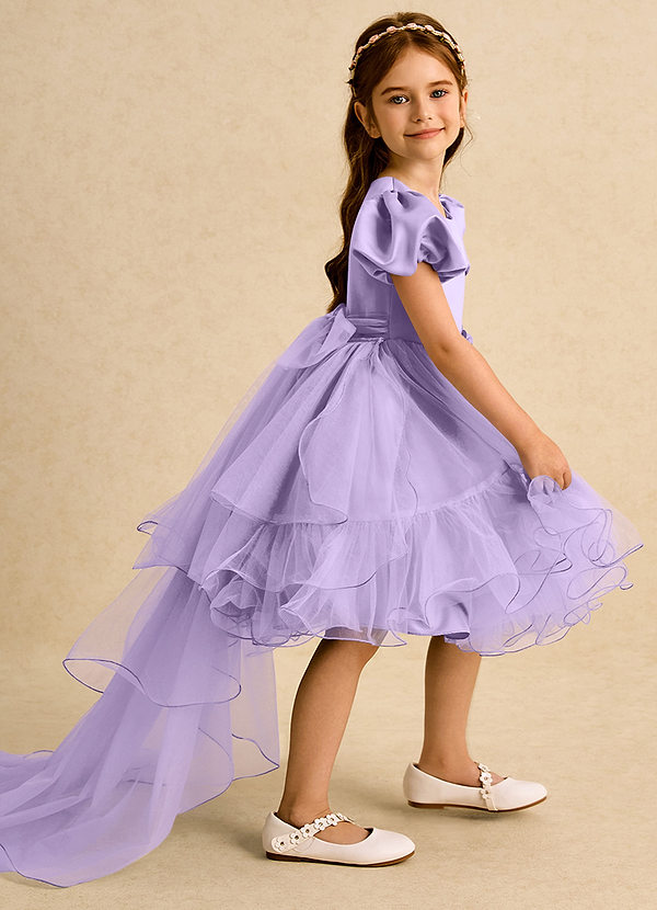 Azazie Cocoa Vestidos de Niña de Flores Vestido de Lila de Tul de Princesa con Plisado image1