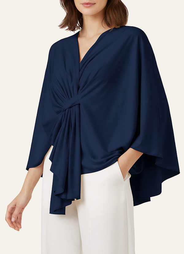 front Woven Knit Knot Front Cape