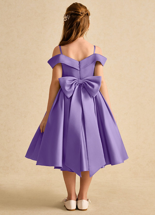 Azazie Favia Blumenkinder Kleider A-Linie Schulterfrei Matte Satin Kleid Tahiti image1