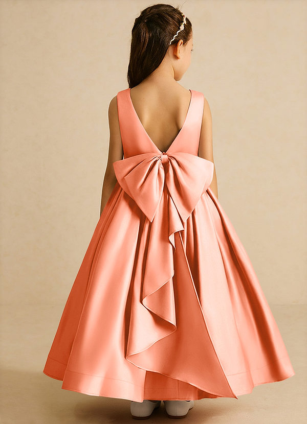 Azazie Cailee Flower Girl Dresses Sunset Ball-Gown Pleated Matte Satin Dress image1