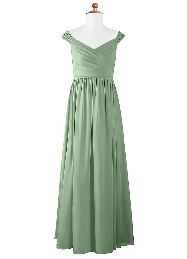 Azazie Camilla A-Line Pleated Chiffon Floor-Length Junior Bridesmaid Dress image1