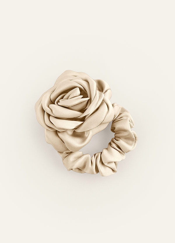 front Matching Color Matte Satin Rose Scrunchie