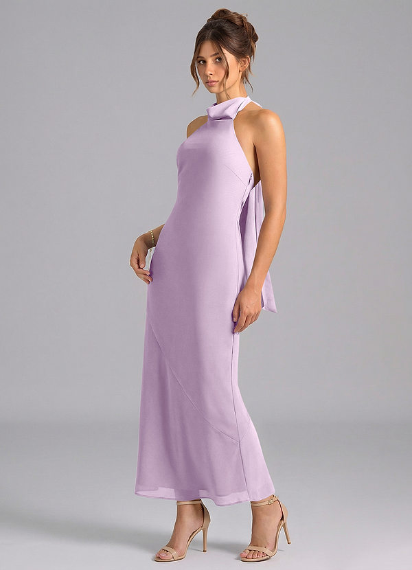 Azazie Velli Bridesmaid Dresses Frosted Lilac Mermaid High Neck Chiffon Dress image1