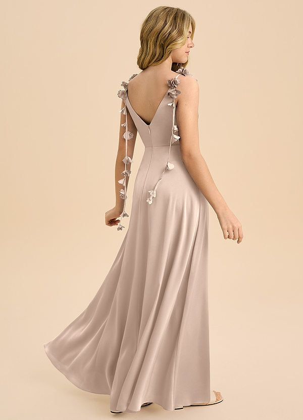 Azazie Gumdrop Junior English Rose Empire Pleated Stretch Satin Dress image1