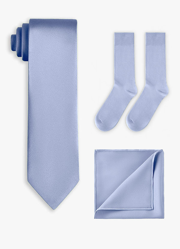front Matching Stretch Satin Wide Tie & Pocket Square & Socks Set
