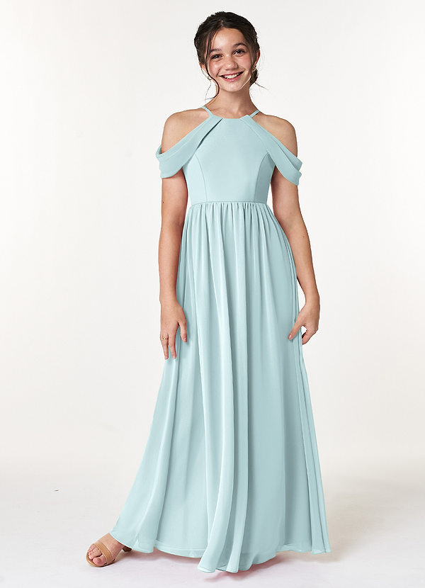 Azazie Seneca Junior Vestido de Neblina de Gasa de Corte en A con Vestidos sin tirantes image1