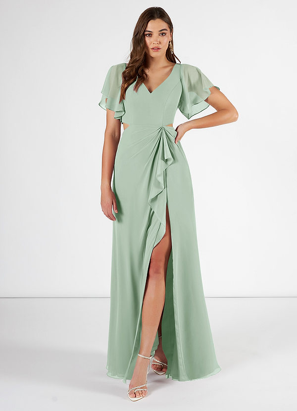 Azazie Imogen Bridesmaid Dresses A-Line Ruched Chiffon Floor-Length Dress image1