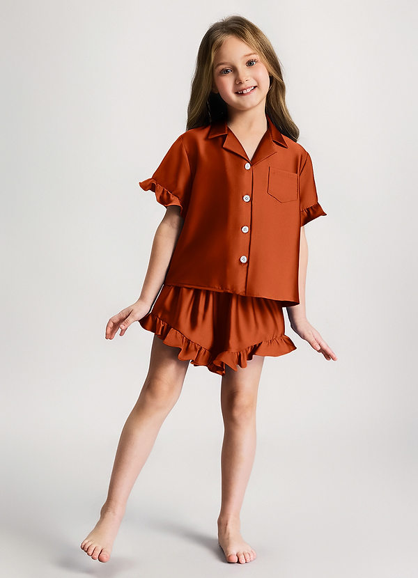 front Paprika Girls Ruffled Short Sleeve Pajama Set