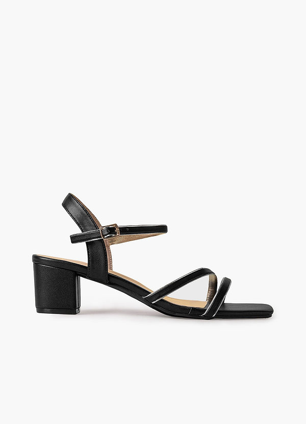 front Sandalen mit Knöchelriemen und mittlerem Absatz