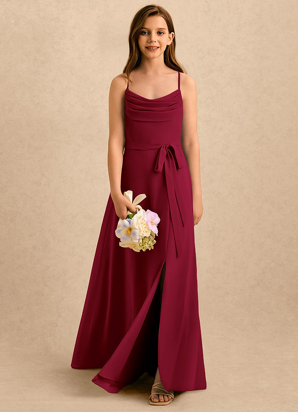 Azazie Jasslyn Girls Formal Sukienki dla dziewczynek sypiących kwiaty Linia A Pofałdowany Szyfon Długość podłogi Sukienka image1