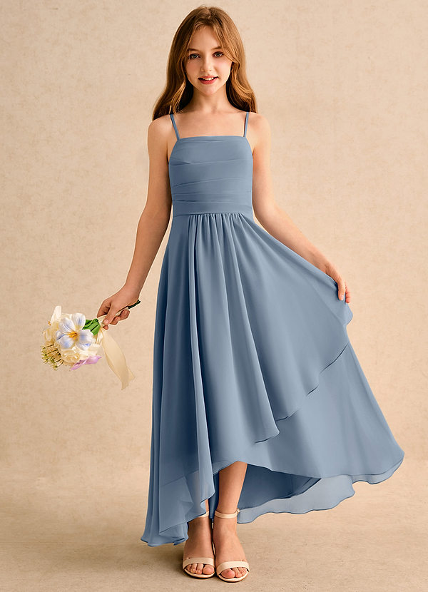 Azazie Twilight Dance Girls Formal Vestidos de Niña de Flores Vestido de Crepúsculo de Gasa de Corte en A con Plisado image1