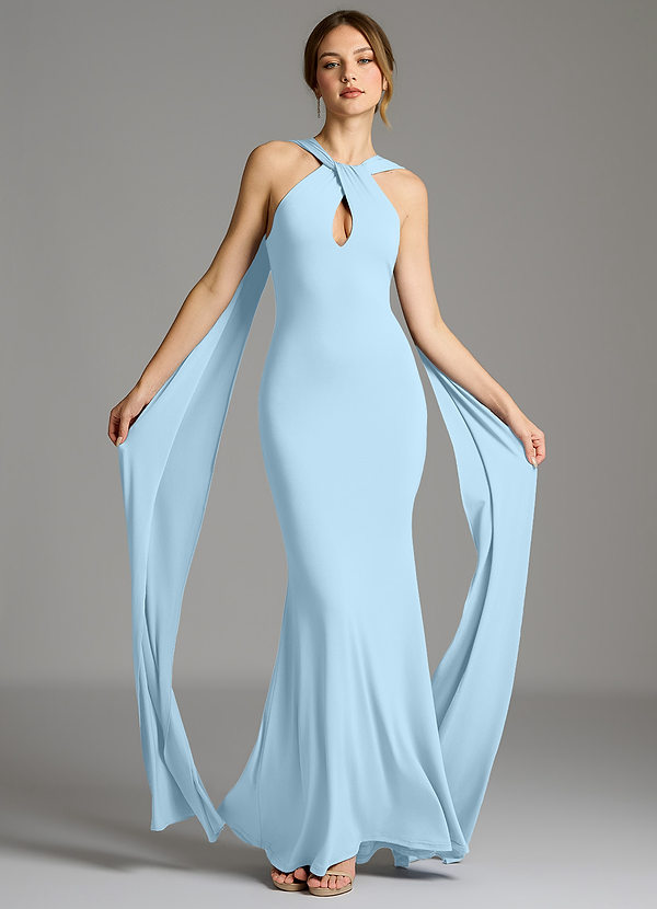Azazie Sable Bridesmaid Dresses Sky Blue Mermaid Pleated Premium Stretch Jersey Dress image1