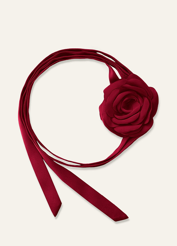 front Matching Color Chiffon Rose Flower Rope Necklace