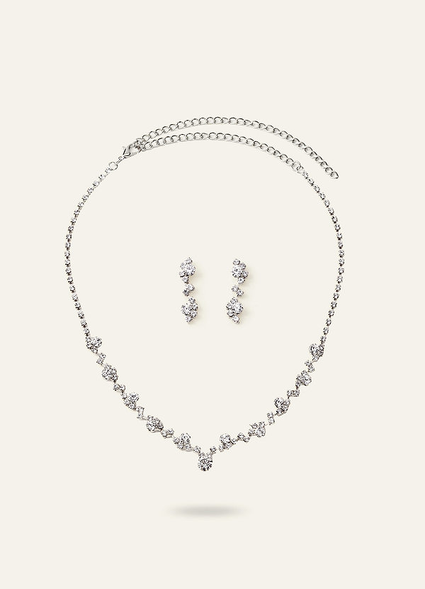front Rhinestone Cluster Jewelry Set