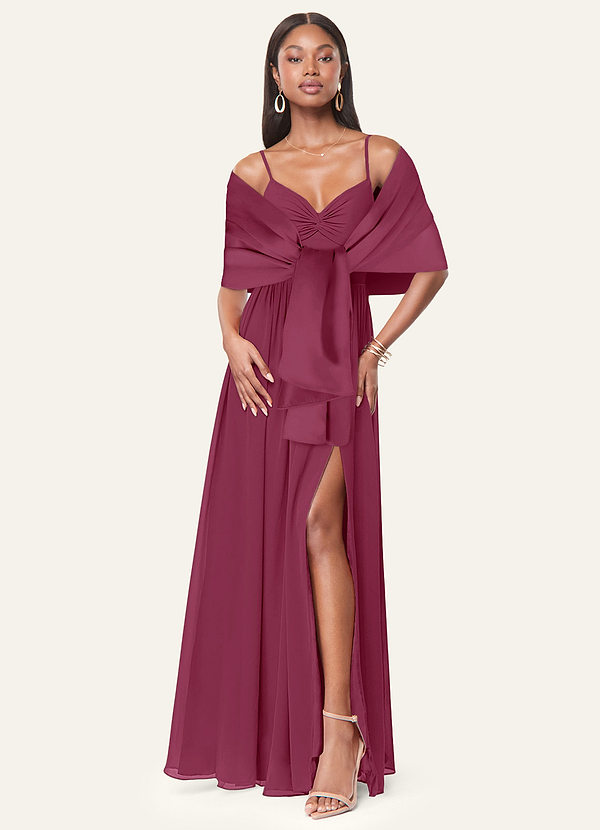 front Azazie Dopasowany kolor szal Aleena Matte Satin