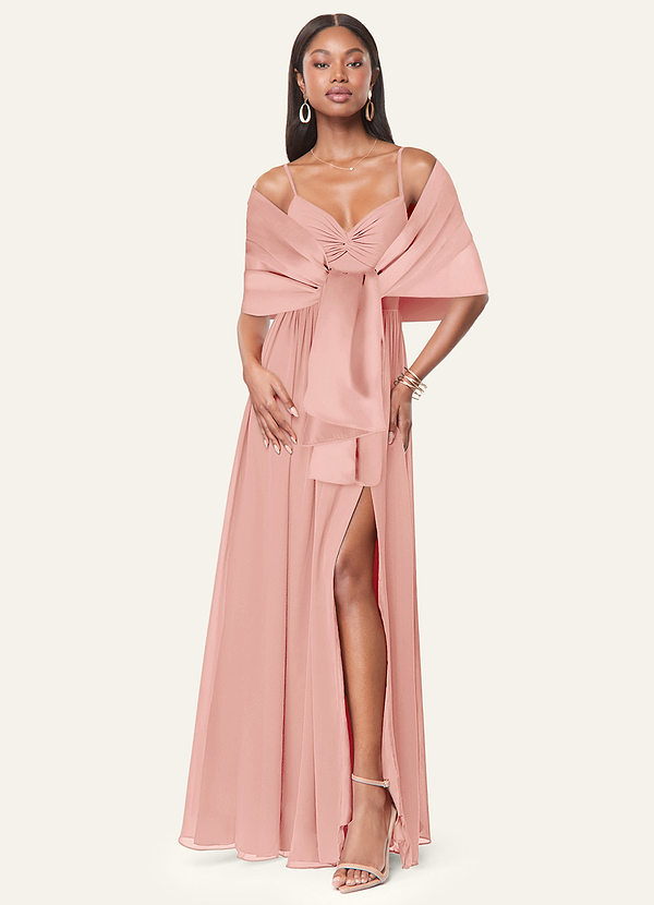 front Azazie Matching Color Aleena Matte Satin Shawl