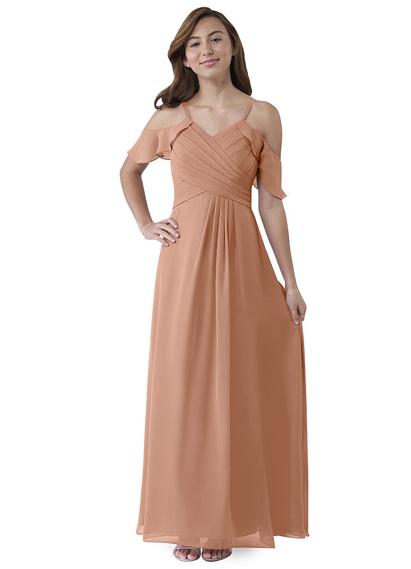Vestidos De Dama De Honor Junior De Chifón Con Falda Larga De Cascada Rosa Polvoriento main image 1