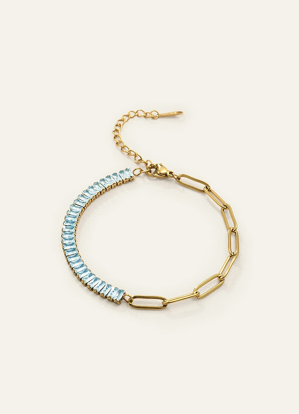 front 14K vergulde geboortesteen paperclip tennisarmband