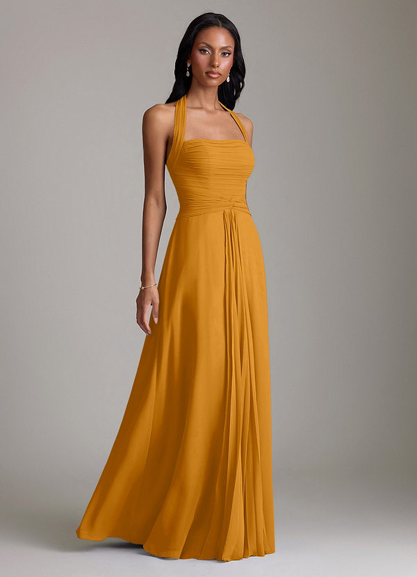 Azazie Clarisa Vestidos Dama de Honor Vestido de Caramelo de Gasa de Corte en A con Plisado image1