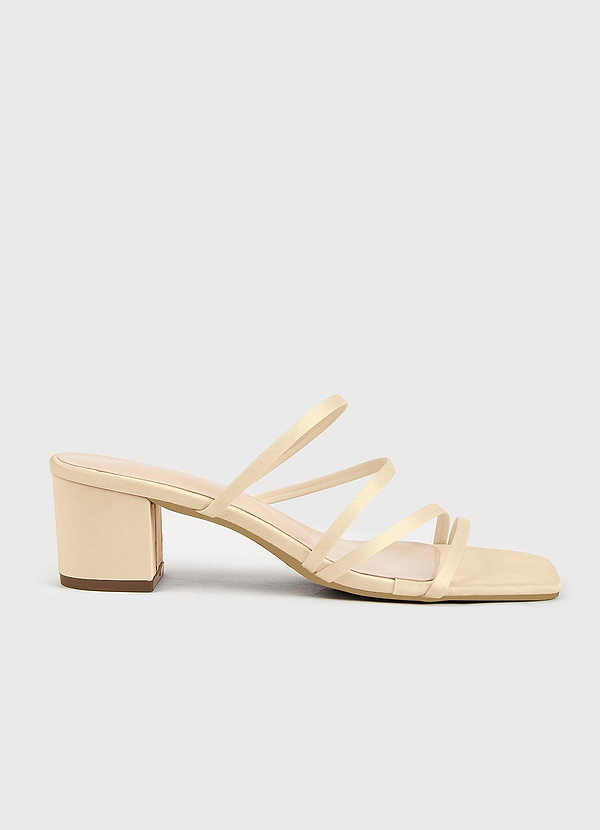 front Matching Color Matte Satin Strap Low Heel Sandals