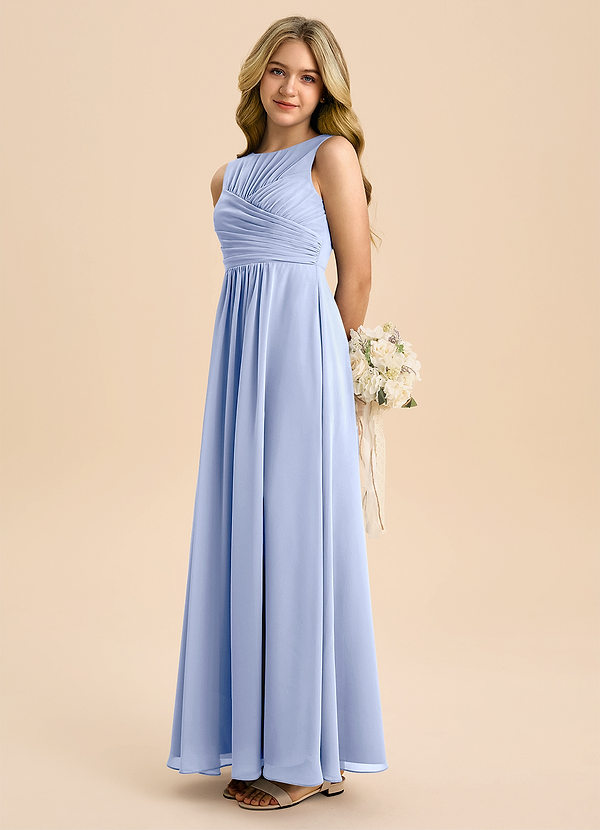 Azazie Skyla Junior Ice A-Line Pleated Chiffon Dress image1