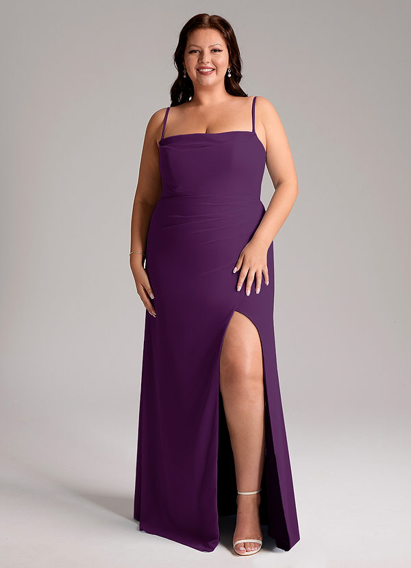 Azazie Leonis Abiti da Damigella Abito Convertibile Tubino in Chiffon Senza Cinturino Uva image1