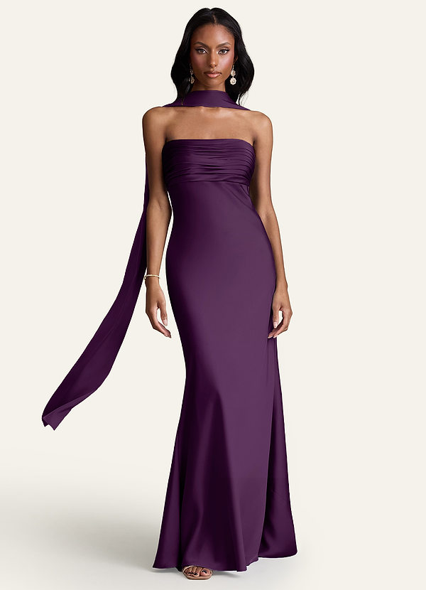 front Azazie Bufanda de satén elástico de color a juego