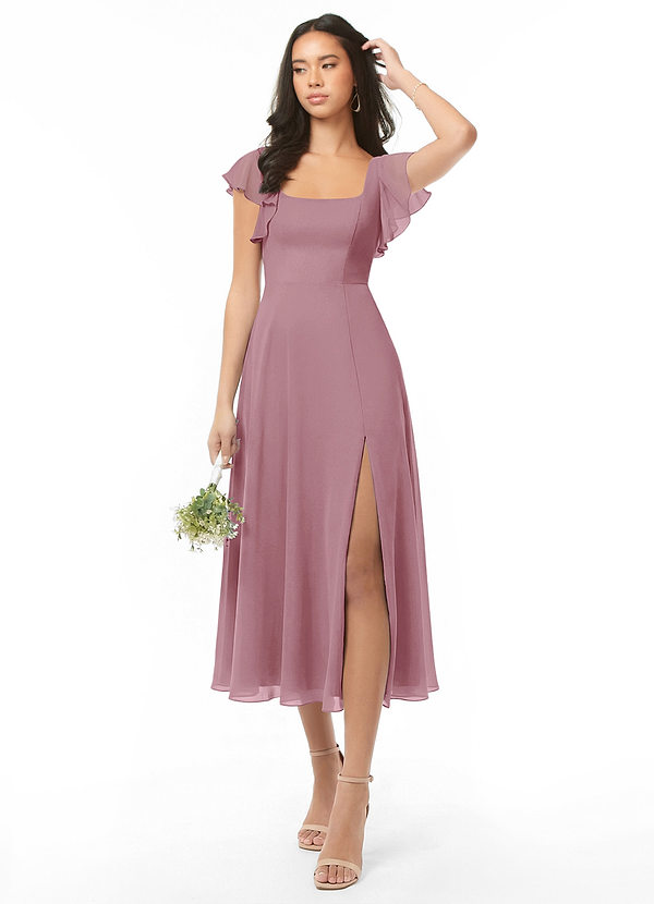 Azazie Bondi Bridesmaid Dresses Vintage Mauve A-Line Ruched Chiffon Dress image1