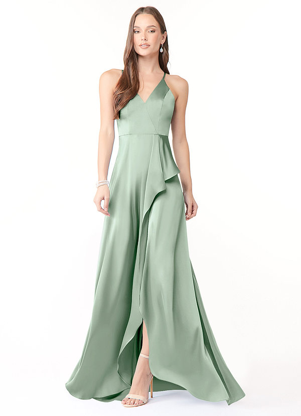 Robe De Demoiselle D'honneur Taille Empire En Mousseline - Dos Nu, Fente, Longueur Sol, Personnalisable Sur Mesure