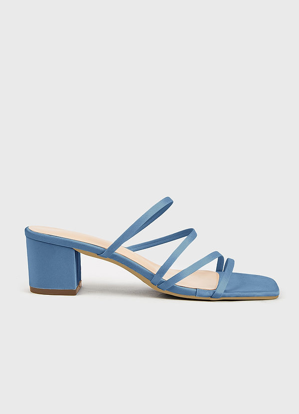 front Matching Color Matte Satin Strap Low Heel Sandals