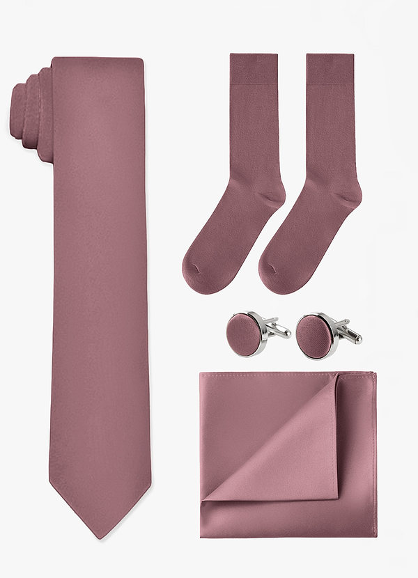 front Matching Skinny Tie & Pocket Square & Cuff Links & Socks Set