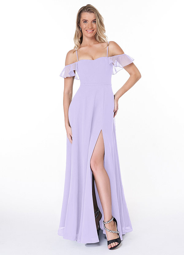 Azazie Agretta Bridesmaid Dresses A-Line Ruched Chiffon Floor-Length Dress image1