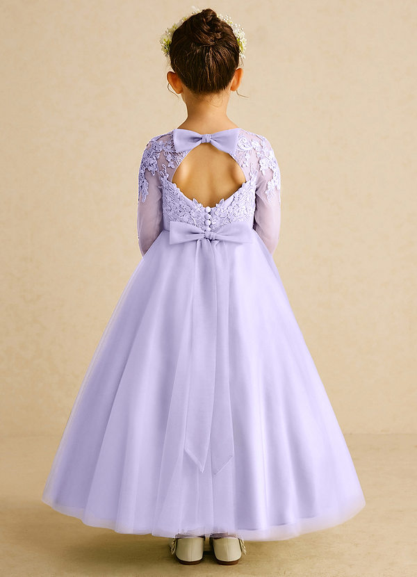 Azazie Precious Blumenkinder Kleider A-Linie Spitze Tüll Kleid Flieder image1