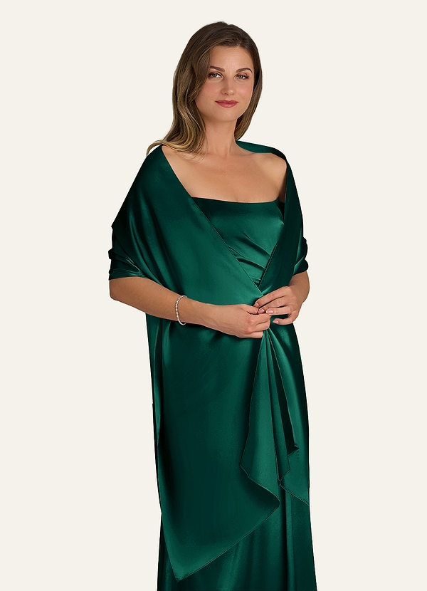 front Azazie Matching Color Metallic Satin Shawl