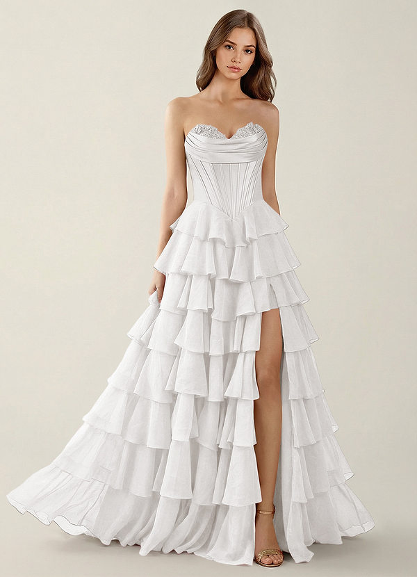 Bastet Weiß Rüschenkleid in A-Linie image1