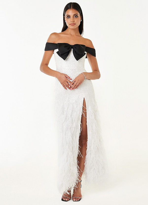 Heidi White and Black Feather Gown image1