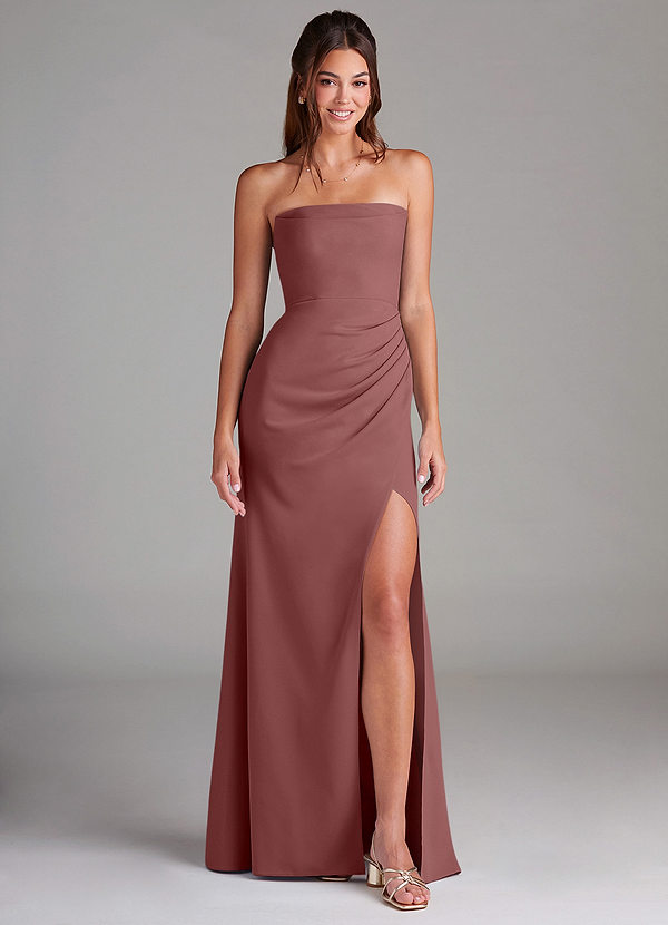 Azazie Leonis Bridesmaid Dresses Desert Rose Sheath Strapless Stretch Crepe Convertible Dress image1