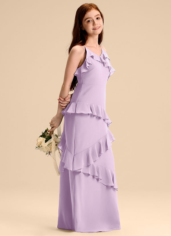 Azazie Evara Junior Frosted Lilac A-Line Chiffon Dress image1