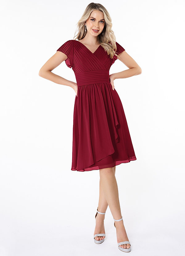 Burgundy Knee Length Bridesmaid Dresses Starting at $79 | Azazie