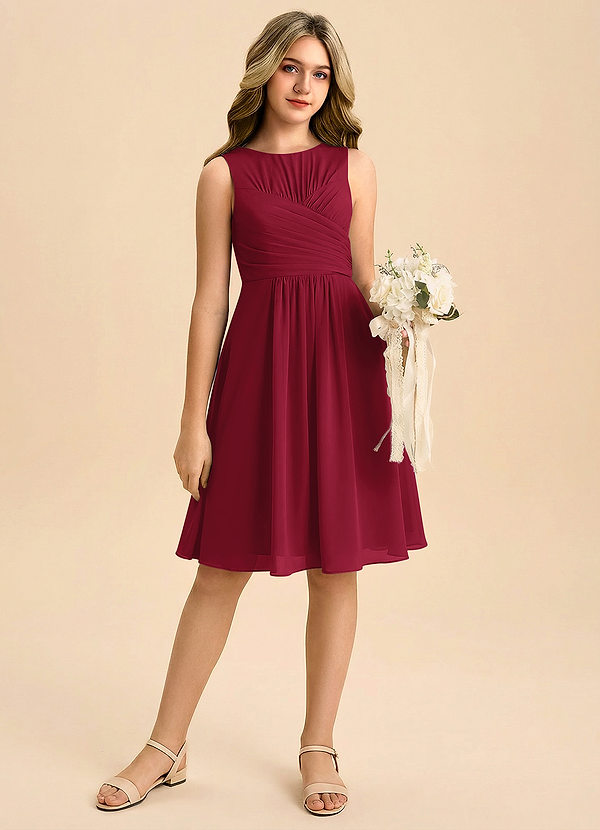 Azazie Skyla Junior Klä av A-Line i Chiffong Plisserad image1