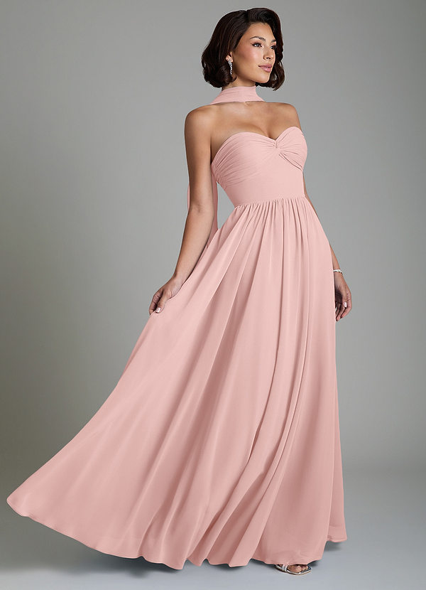 Azazie Petra Abiti da Damigella Abito A-Line in Chiffon Corsetto Rosa Cipria image1