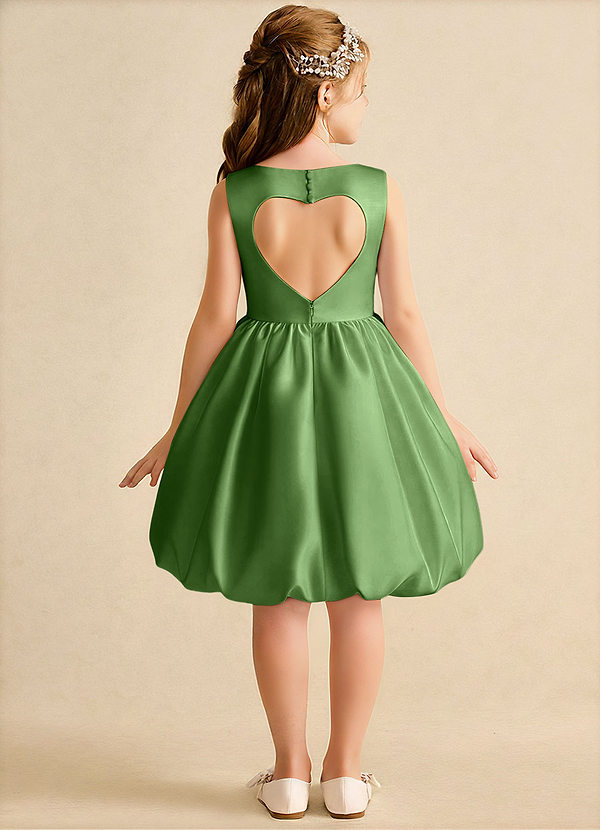 Azazie Nirvana Robes de Fillette d'Honneur Robe Princesse en Mat Satiné Rayé Basilic image1