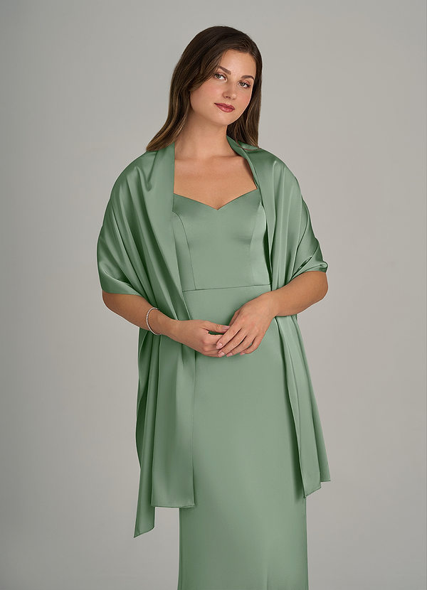 front Azazie Matching Color Ireland Stretch Satin Shawl