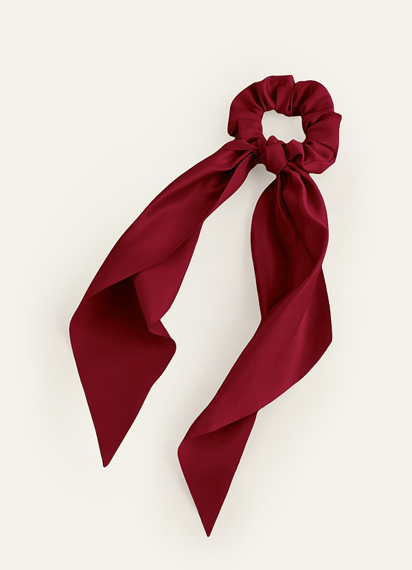 front Dopasowana kolorystycznie matowa satynowa chustka do włosów Scrunchie