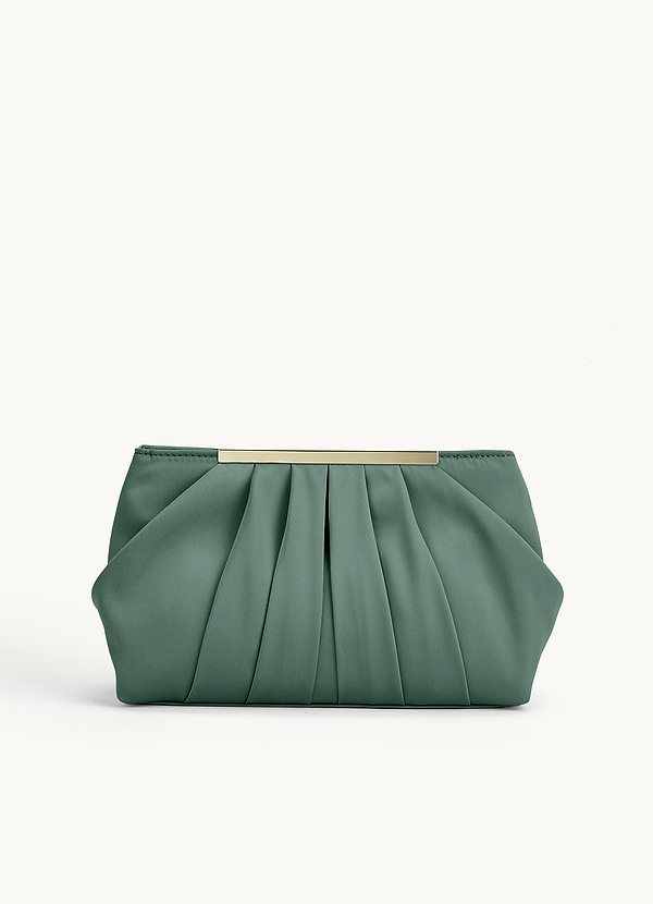 front Matchande färg Stretch Satin Plisserad Clutch