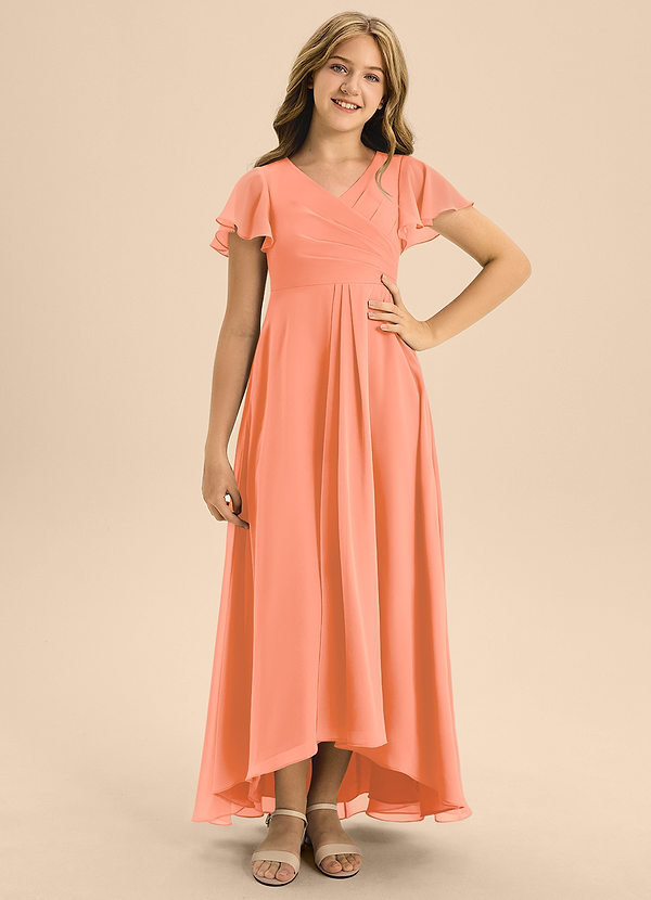 Azazie Induh Junior Sunset A-Line Pleated Chiffon Dress image1