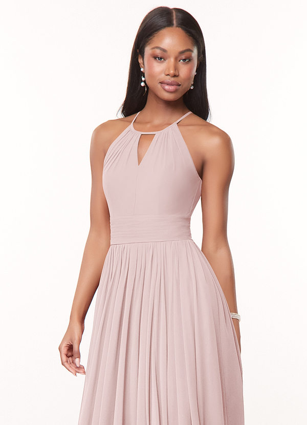 Azazie Cherish Bridesmaid Dresses Blushing Pink A-Line Pleated Chiffon Dress image1